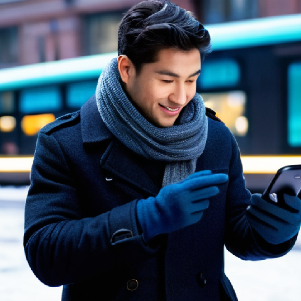 스마트폰 터치 장갑 추천 - **Prompt:** A person (mid-30s, gender-neutral) in a stylish yet practical winter coat and a cozy sca...