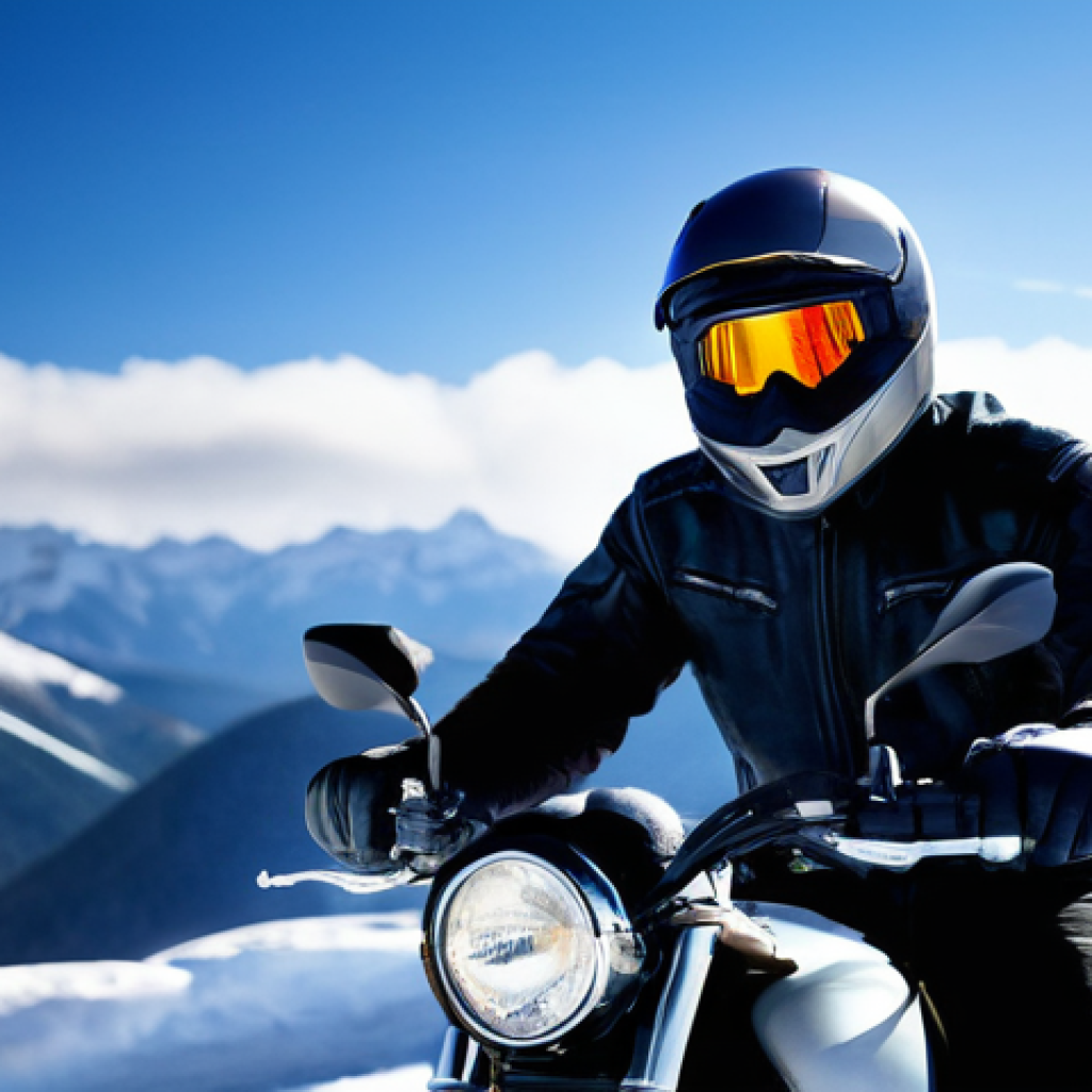 오토바이용 방한 장갑 추천 - **Prompt:** A male motorcyclist, mid-30s, confidently gripping the handlebars of his adventure motor...