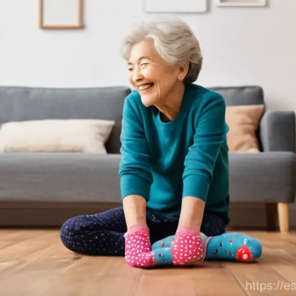 슬립 방지 고무 양말 추천 - **Prompt:** A heartwarming, brightly lit indoor scene showcasing a multi-generational family enjoyin...