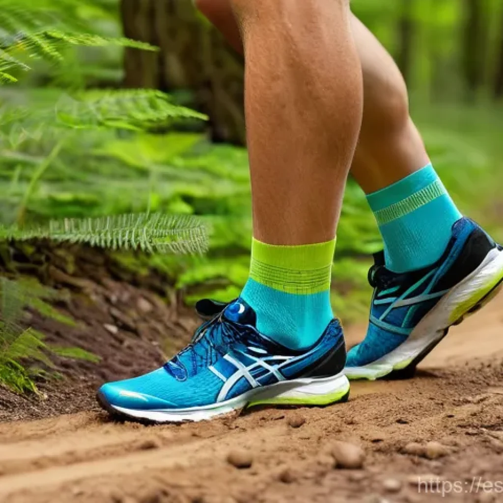 야외 운동에 적합한 양말 - **Prompt 1: The Ergonomic Design of High-Performance Athletic Socks**
    "A close-up shot of a pers...