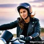 Home 7 오토바이용 레이싱 장갑 - **Prompt:** "A female biker, 28 years old, wearing a stylish, full-coverage motorcycle jacket, ridin...