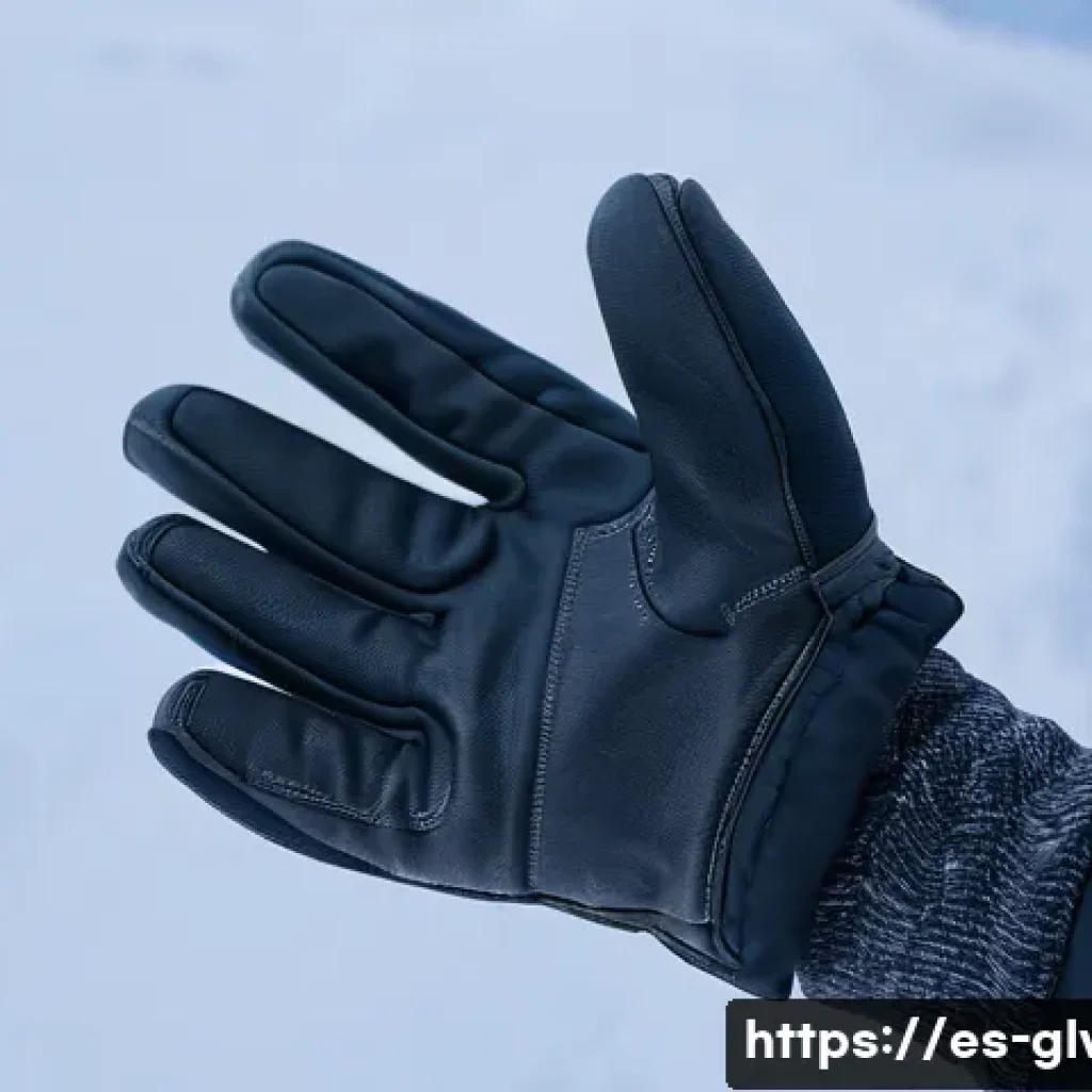 긴팔 장갑과 반팔 장갑 차이 - A detailed outdoor winter hiking scene featuring a person wearing extended coverage gloves that reac...