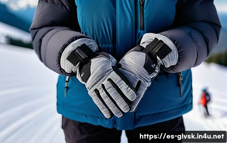패딩 장갑과 일반 장갑 비교 - A detailed close-up of a pair of insulated, padded winter gloves designed for extreme cold outdoor a...