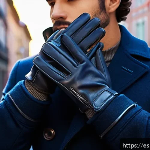 Home 17 겨울철 드라이빙 장갑 선택법 - A close-up view of winter driving gloves designed for cold Spanish urban mornings, featuring a sleek...